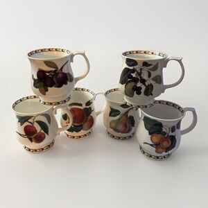 Queen's Hookers Fruit Set of 6 Bone China Footed Mugs - Different Fruits, India